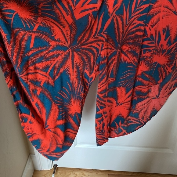 P.J. Salvage Crinkle Jumpsuit Romper Womens XL Vacation Coral Teal Coastal Beach - Picture 7 of 11